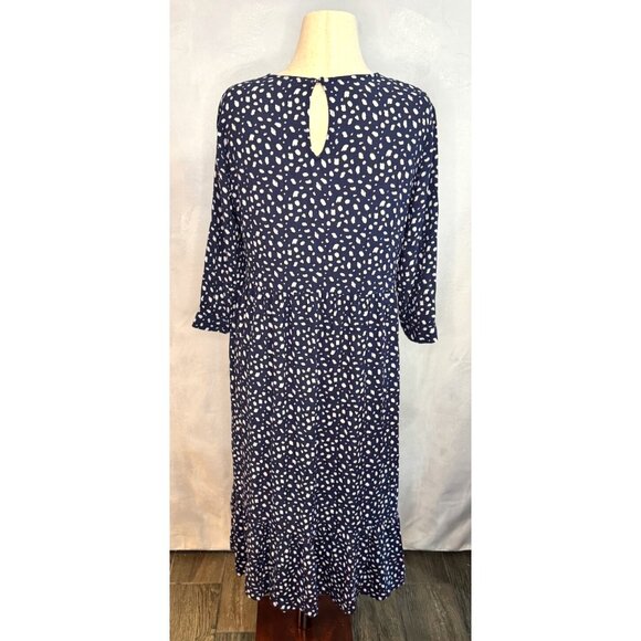 Zara Blue White Polka Dot Print Grandamacore Long Sleeve Maxi Modest Dress - Picture 3 of 7